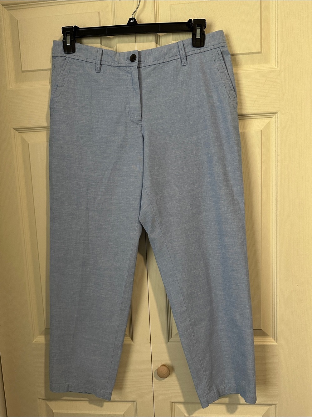Talbots Light Blue Cropped Dress Pants petite 12 linen